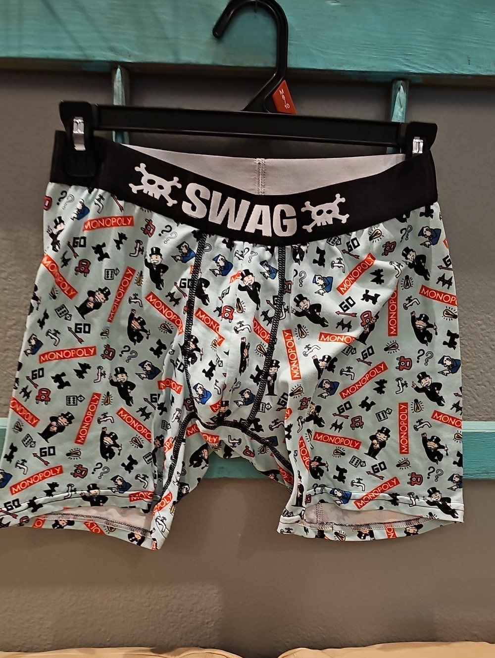 SWAG Men’s Light Mint Monopoly Print Boxer Briefs